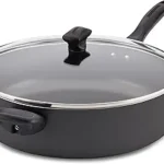 Farberware Dishwasher Safe Nonstick Jumbo Cooker Chef's Pan with Lid and Helper Handle, Kitchen Cookware, 6-Quart, Black