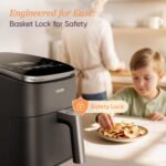 TurboBlaze Air Fryer, 9-in-1, 6 Qt, PFAS-Free Ceramic Coating | 90°–450°F, 5 Level Fan Speeds, 9 in 1 Air Fry, Roast, Bake, Broil, Dry, Frozen, Proof, Reheat, Keep Warm, Safety lock, 1725W - Image 3
