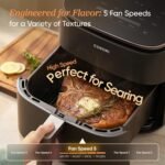 TurboBlaze Air Fryer, 9-in-1, 6 Qt, PFAS-Free Ceramic Coating | 90°–450°F, 5 Level Fan Speeds, 9 in 1 Air Fry, Roast, Bake, Broil, Dry, Frozen, Proof, Reheat, Keep Warm, Safety lock, 1725W - Image 7