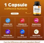 Sandhu's Vitamin D3 K2 Magnesium 5000 IU, 120mcg K2 Capsules 120 Count (Pack of 1) | with VIT B6, Zinc & Quercetin | D3K2 Supports Superior Absorption, Energy, Immune, Muscle Health for Men & Women - Image 11