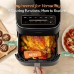 TurboBlaze Air Fryer, 9-in-1, 6 Qt, PFAS-Free Ceramic Coating | 90°–450°F, 5 Level Fan Speeds, 9 in 1 Air Fry, Roast, Bake, Broil, Dry, Frozen, Proof, Reheat, Keep Warm, Safety lock, 1725W - Image 9
